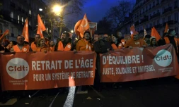 Des membres de la CFDT lors de la manifestation du 17 décembre 2019 à Paris
