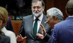 Le Premier ministre espagnol Mariano Rajoy à Bruxelles le 20 octobre 2017

