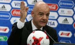 Le président de la Fifa Gianni Infantino en conférence de presse, le 26 novembre 2016 à Kazan (Russie)
