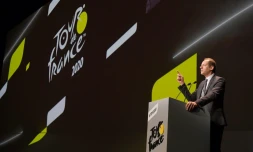 Le directeur du Tour de France Christian Prudhomme lors de la présentation officielle de l'édition de 2020, le 15 octobre 2019 à Paris