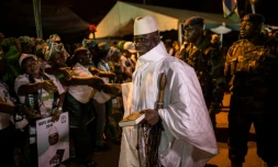 Le président Yahya Jammeh le 24 novembre 2016 à Brikama en Gambie