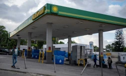 Une station essence fermée à Port-au-Prince, le 21 octobre 2021