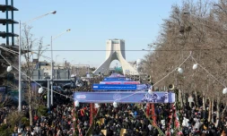 Des Iraniens participent aux célébrations de la révolution islamique, le 11 février 2020 à Téhéran