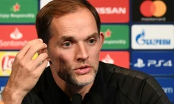L'entraîneur du Paris SG Thomas Tuchel en conférence de presse au Parc des Princes le 27 novembre 2018