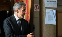 L'ancien président Nicolas Sarkozy quitte le tribunal, le 14 février 2024