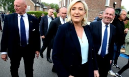 Marine Le Pen, leader du Rassemblement National, à Henin-Beaumont dans le Pas-de-Calais, le 8 mai 2022