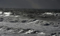 De fortes vagues déferlent sur la plage de Lacanau (Gironde), dans le sud-ouest de la France, le 30 janvier 2014