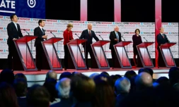 Les sept candidats à l'investiture démocrate, le 19 décembre 2019 à Los Angeles