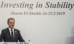 Le président du conseil européen Donald Tusk au sommet UE-Ligue arabe à Charm el-Cheikh (est de l'Egypte), le 25 février 2019