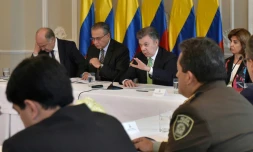 Le président colombien Juan Manuel lors d'une réunion à Bogota, le 26 juin 2018