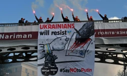Manifestation d'unité à Kiev le 12 février 2022 face au risque de guerre