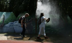 Brumisation dans un parc de Pantin en Seine-Saint-Denis, au nord-est de Paris, le 28 juin 2026