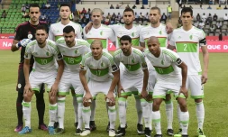 L'équipe algérienne avant d'affronter la Tunisie dans le groupe B de la CAN, le 19 janvier 2017 à Franceville au Gabon
