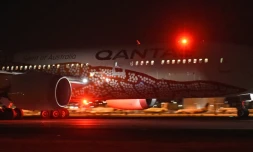 Départ du vol inaugural de la compagnie australienne Qantas assurant la liaison directe Perth-Londres, le 24 mars 2018