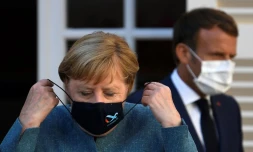 Emmanuel Macron et Angela Merkel le 20 août 2020 à Fort de Bregancon