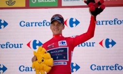 Le leader du classement général du Tour d'Espagne Remco Evenepoel à l'issue de la 16e étape le 6 septembre.