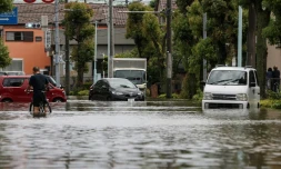 Inondations après des pluies torrentielles, le 3 juin 2023 à Koshigaya, dans la préfecture de Saitama, au Japon