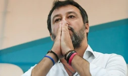 Le leader souverainiste italien Matteo Salvini lors d'un grand rassemblement contre le gouvernement Ă Rome, le 19 octobre 2019
