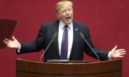 Donald Trump lors de son discours devant l'Assemblée nationale de Corée du sud, le 8 novembre 2017