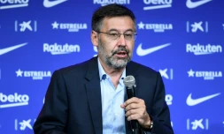 Le président du FC Barcelone, Josep Maria Bartomeu, lors d'un point presse au Camp Nou, le 19 août 2020