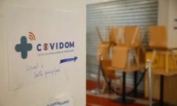 L'entrée du centre de télésurveillance médicale Covidom, installé dans les locaux de l'AP-HP à Paris, le 30 mars 2020 