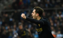 Le milieu de Monaco Bernardo Silva auteur d'un doublé face à Marseille au Vélodrome, le 15 janvier 2017