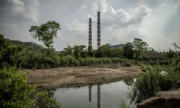 Photo fournie par l'ONG Global Witness le 12 juillet 2017 du projet électrique TNR dans le village de Nawapara (district de Raigarh) dans l'état du Chhattisgarh en Inde