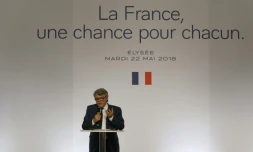 Jean-Louis Borloo, auteur d'un rapport sur l'action à mener dans les quartiers prioritaires, le 22 mai 2018 à Paris