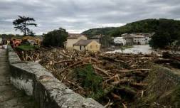 Dégâts dans le village de Limony, en Ardèche, le 18 octobre 2024, au lendemain de pluies diluviennes qui ont provoqué des inondations