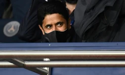 Le président du PSG et patron de beIn Media Nasser Al-Khelaïfi lors d'un match contre Angers, le 2 octobre 2020 au Parc des Princes
