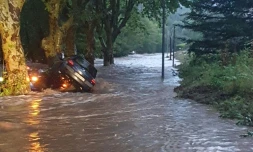 Photo fournie par le SDIS34 le 16 septembre 2023 montrant zone inondée à Lunas, dans l'Hérault