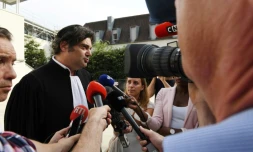 Randall Schwerdorffer, avocat de Jonathann Daval, devant le tribunal de Besançon, le 4 juillet 2018