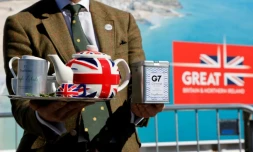 Un thé a été offert aux participants du sommet du G7, à Falmouth, au Royaume-Uni, le 13 juin 2021