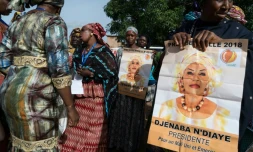 Partisanes de la candidate à la présidentielle malienne Djeneba N'Diaye à Bougouni, le 16 juillet 2018