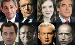 Montage réalisé le 9 septembre de portraits des 8 candidats à la primaire de la droite