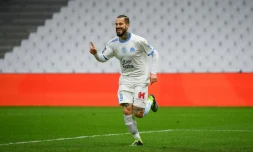 L'attaquant de Marseille Dario Benedetto célÚbre un but contre Monaco, le 12 décembre 2020 au stade Vélodrome de Marseille dans le sud-est de la France