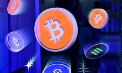 Logos du bitcoin et d'autres crypto-monnaies