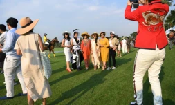 Séance photo après un tournoi de polo à Pattaya (Thaïlande), le 19 janvier 2019