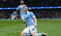 Le milieu de terrain belge de Manchester City Kevin De Bruyne, auteur du seul but du match face au PSG, le 12 avril 2016 à l'Etihad Stadium