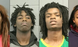 Cette image fournie par la police de Chicago est composée des portraits (de G à D) de Tanishia Covington, Jordan Hill, Tesfaye Cooper, et de Brittany Covington inculpés pour "crime raciste", le 5 décembre à Chicago
