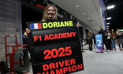 La Française Doriane Pin a remporté l'édition 2025 de la F1 Academy, le championnat de monoplaces réservé aux femmes, le 23 novembre 2025 à Las Vegas
