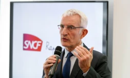 Le patron de la SNCF Guillaume Pepy, le 27 février 2017, au siège de la compagnie ferroviaire à Saint-Denis, près de Paris