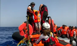 Sauvetage de 85 migrants par le navire Ocean Viking, le 9 août 2019 en Méditerrannée