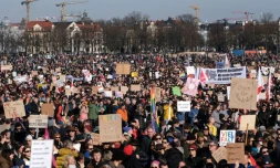 Vaste manifestation contre l'extrême droite à Munich, dans le sud de l'Allemagne, le 8 février 2025