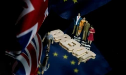 Les drapeaux du Royaume-Uni et de l'Union européenne, le 5 janvier 2020 à Bruxelles