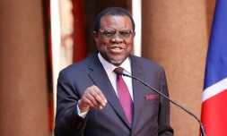 Le président namibien Hage Geingob en visite en Afrique du Sud à Pretoria, le 20 avril 2023