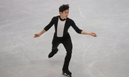 L'Américain Nathan Chen lors du programme court messeurs aux Mondiaux de patinage artisitique, le 21 mars 2019 à Saitama