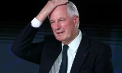 Le Premier ministre Michel Barnier le 3 octobre 2024 à Aubervilliers avant de passer dans l'émission "L'Evénement" sur France 2