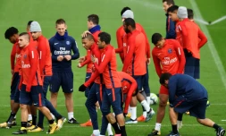 Les joueurs du PSG lors d"une séance d'entraînement au Camp des Loges, le 25 octobre 2017
