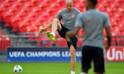 Le défenseur de Monaco Andrea Raggi lors d'un entraînement à Wmebley, le 14 septembre 2016